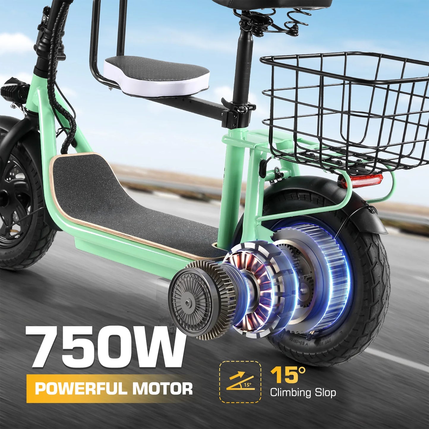 CAROMA Folding Electric Scooter With Seat For Commuting