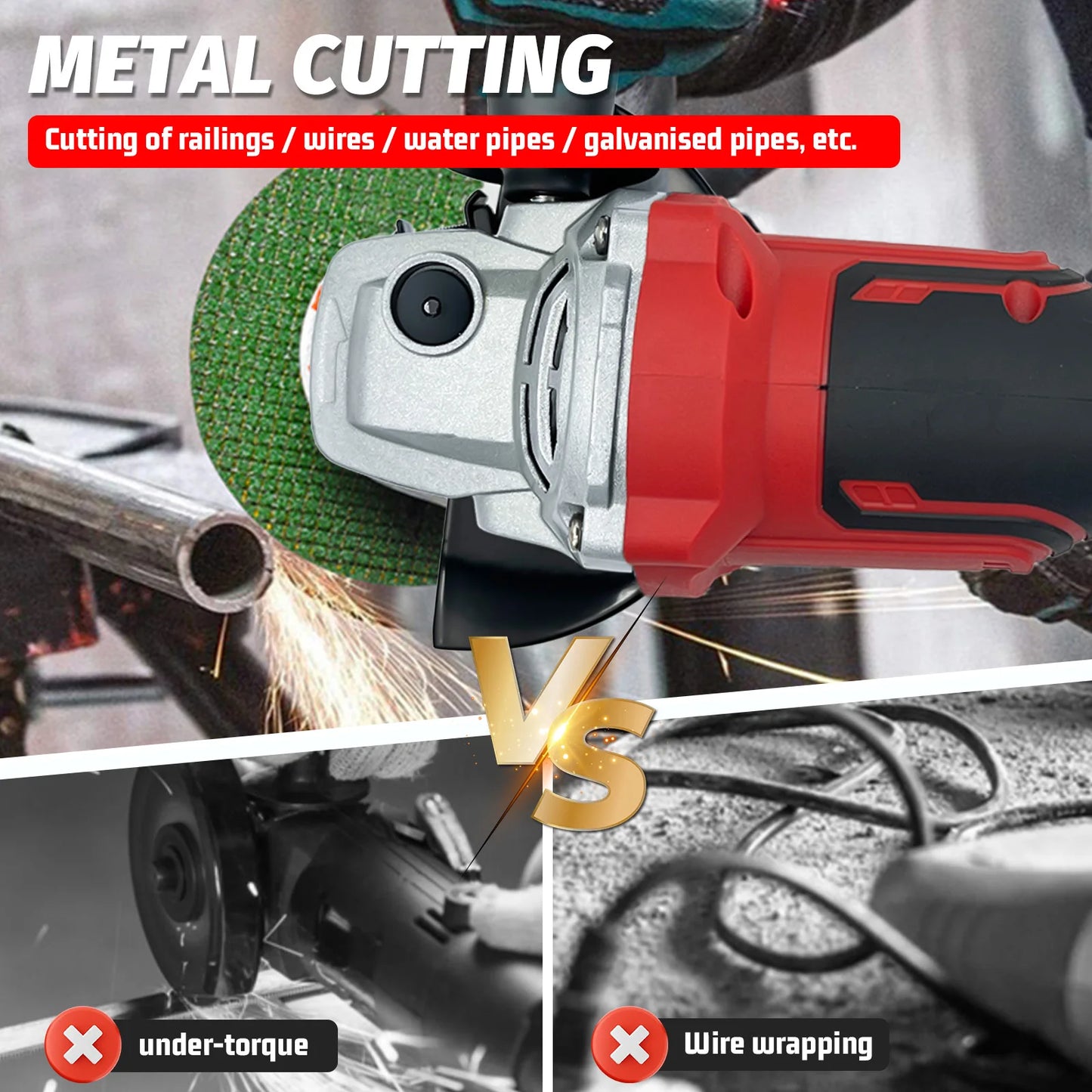 Cordless Angle Grinder for Milwaukee 18V Battery, 4-1/2 Inch, 8500RPM Brushless Electric Angle Grinder Tool