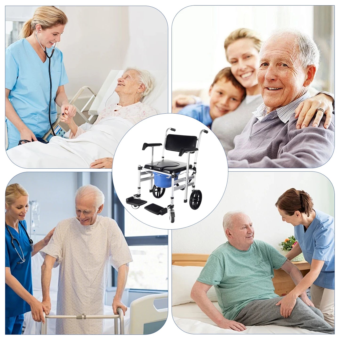 None Folding Shower Chair With Wheels And Arms Removable Toilet Riser