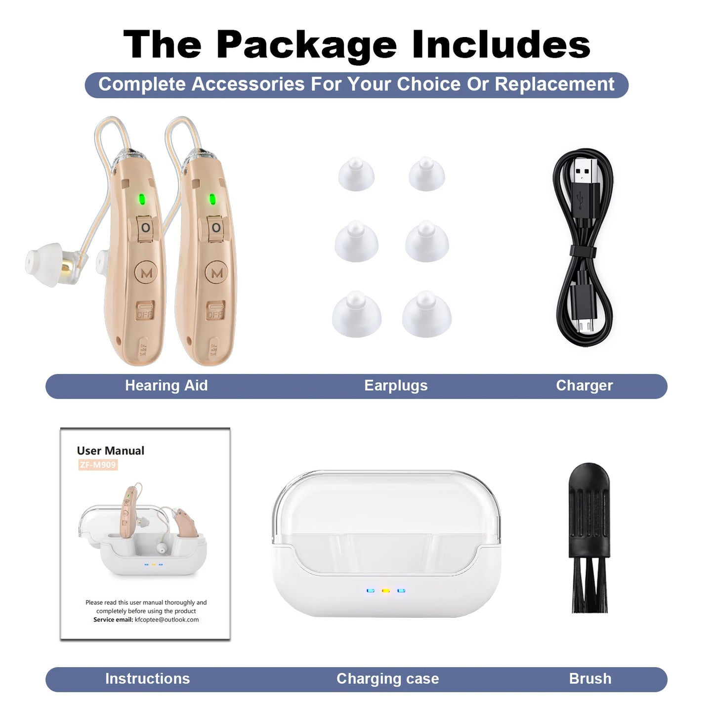 Rechargeable Behind The Ear Hearing Aids Volume Adjustable