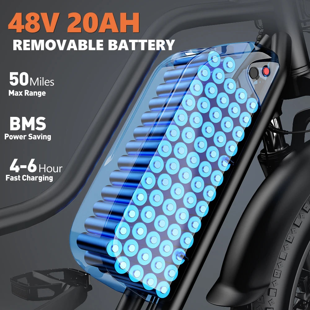 Kickwey Electric Mountain Bike 1500W Peak Removable Battery