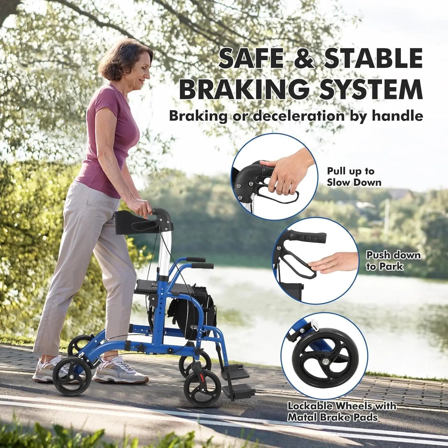 Studyset Rollator Walker With Seat All Terrain Folding