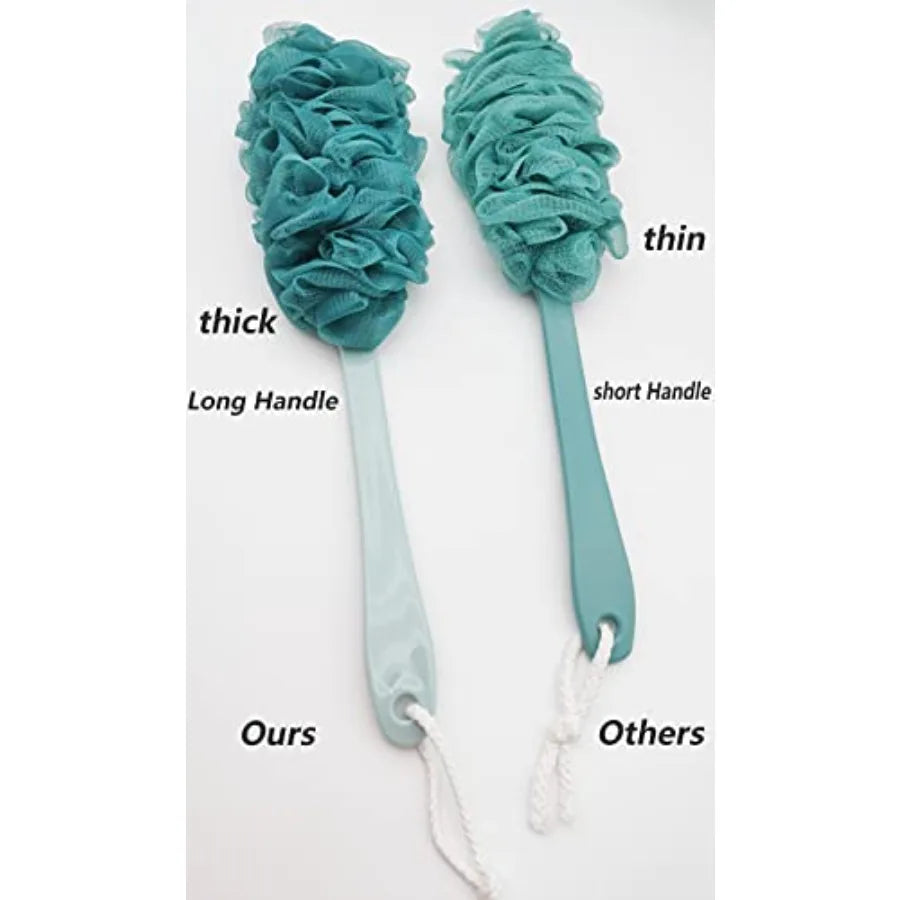 Back Scrubber Shower Brush With Long Handle And Mesh Sponge