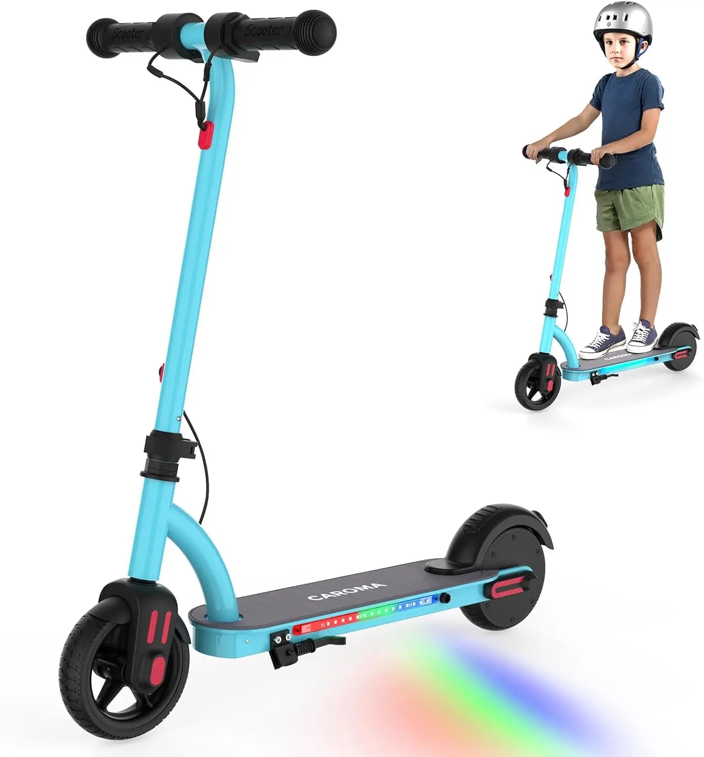 Caromac Kids Electric Scooter 150W Adjustable Height LED