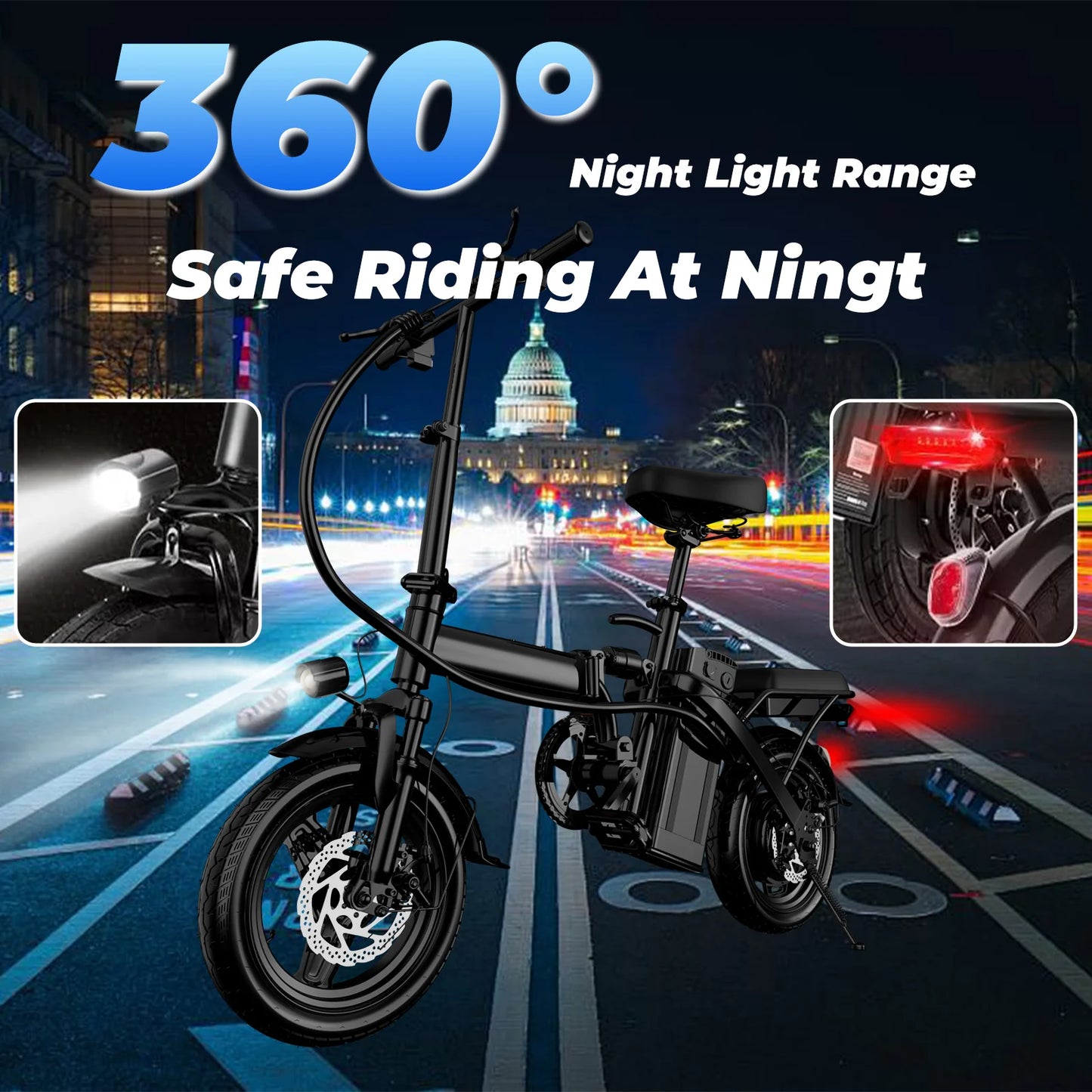 LELEKUAI 500W Adult Electric Bike Folding 20 MPH Battery