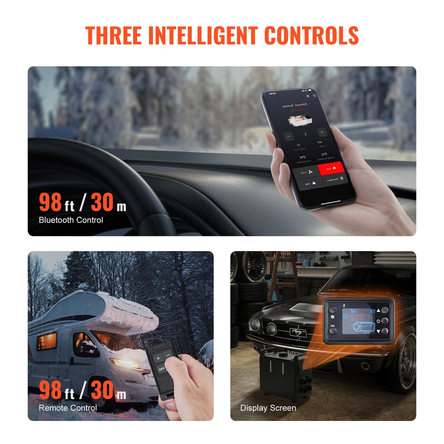 SucceBuy 8KW Diesel Heater 12V/24V Diesel Air Heater Bluetooth APP Remote Control and Display Screen, CO Alarm for Vehicles RVs