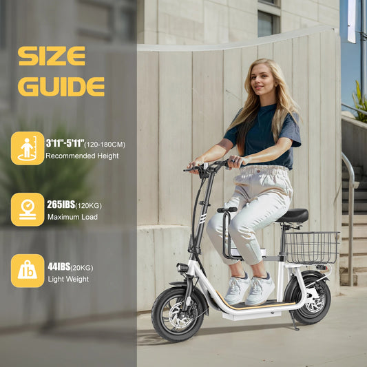 CAROMA Folding Electric Scooter With Seat For Commuting