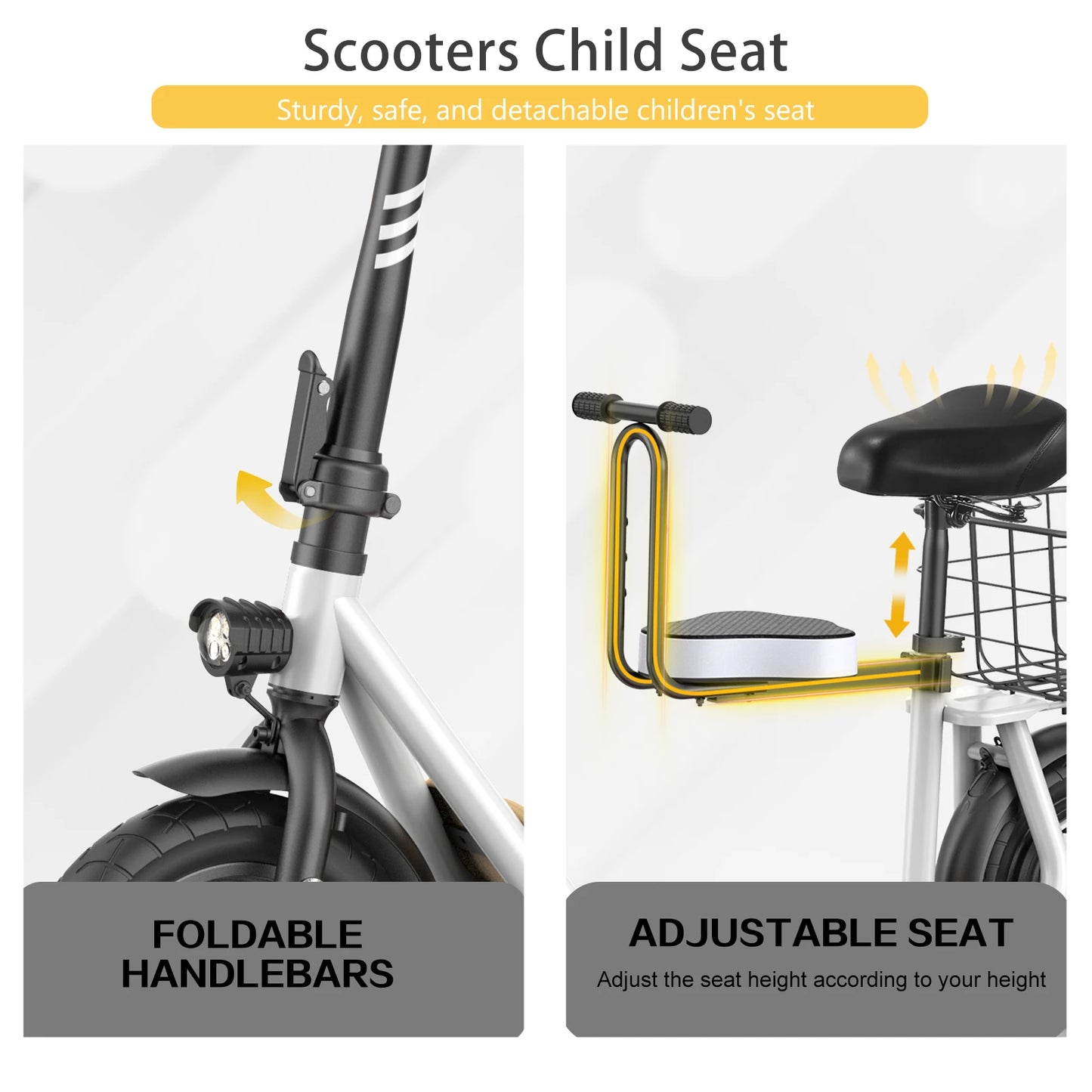 819W/1200W Electric Scooter with Seat, 12" Shock Tires, 500Wh Battery 30 Miles & 20MPH, Foldable E-Bike for Commuting