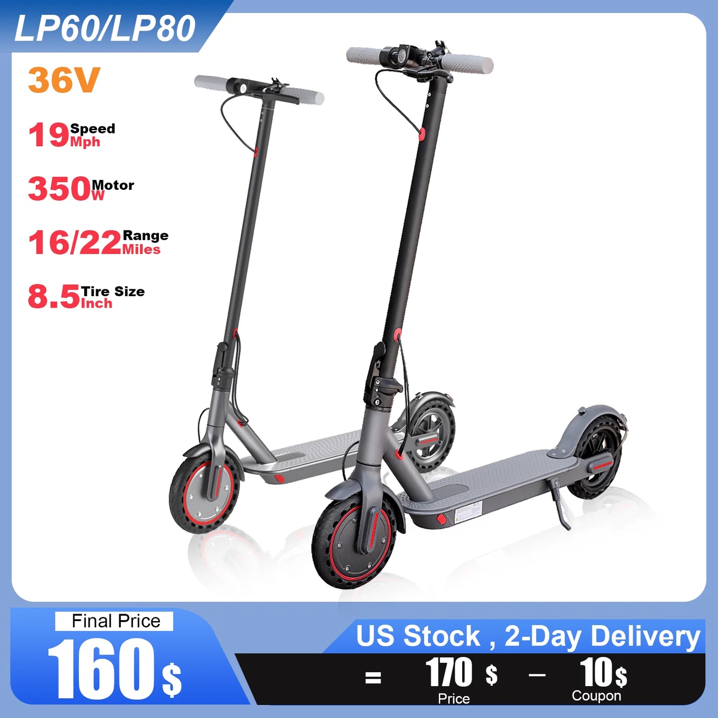 AOVOPRO LP80 Electric Scooter 36V Foldable City Commuter EScooter