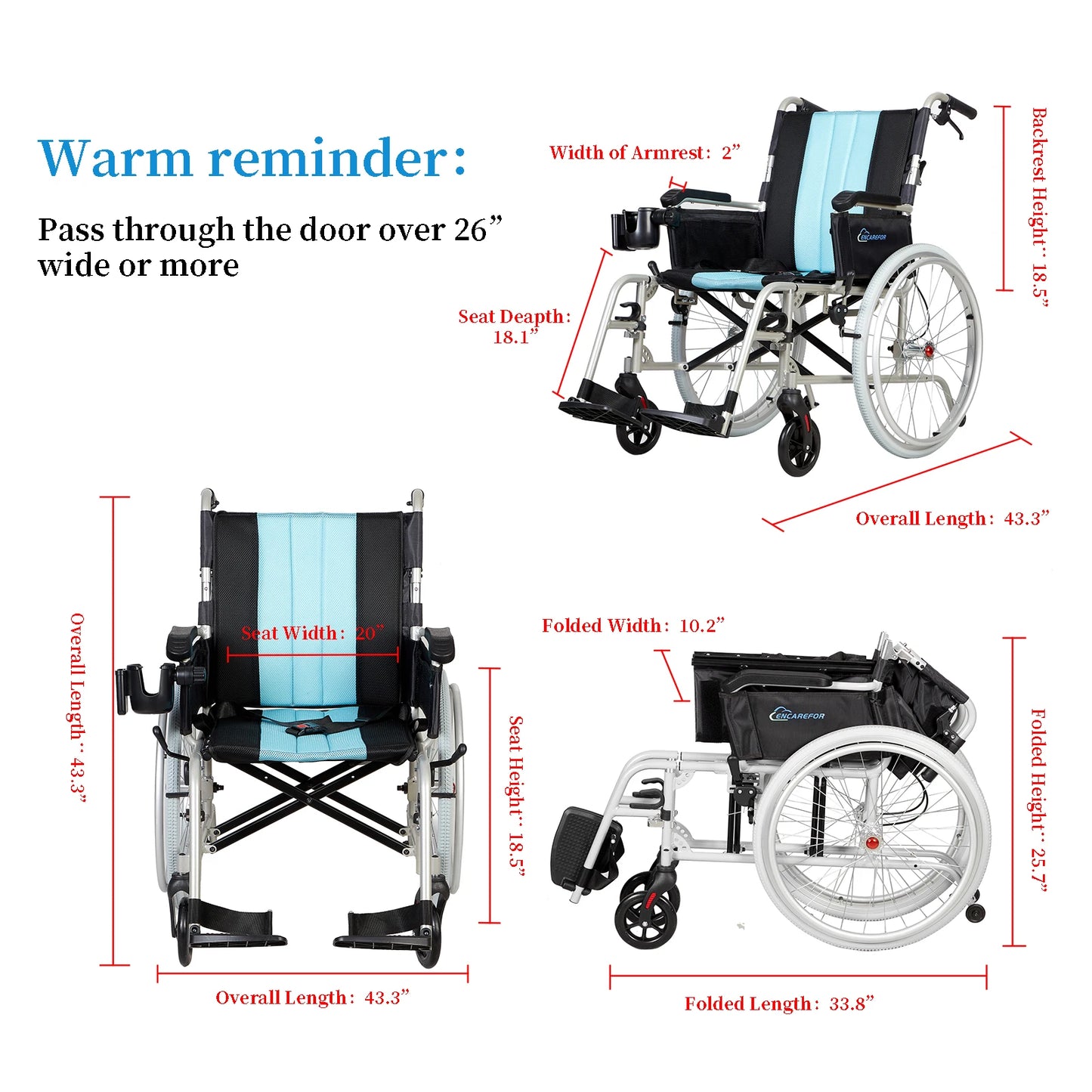 YUXINFolded Ultra Lightweight Magnesium Wheelchair