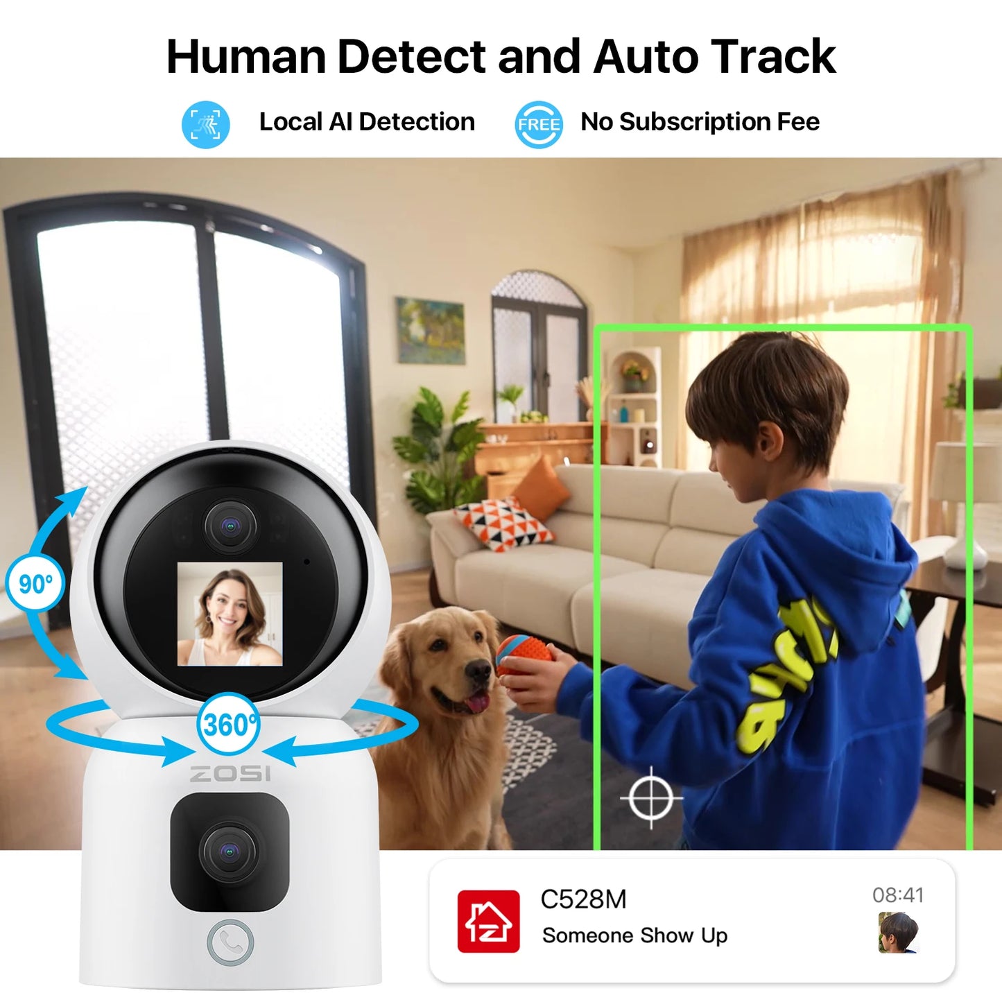 ZOSI 6MP Dual Lens Indoor IP Camera With Two-Way Video