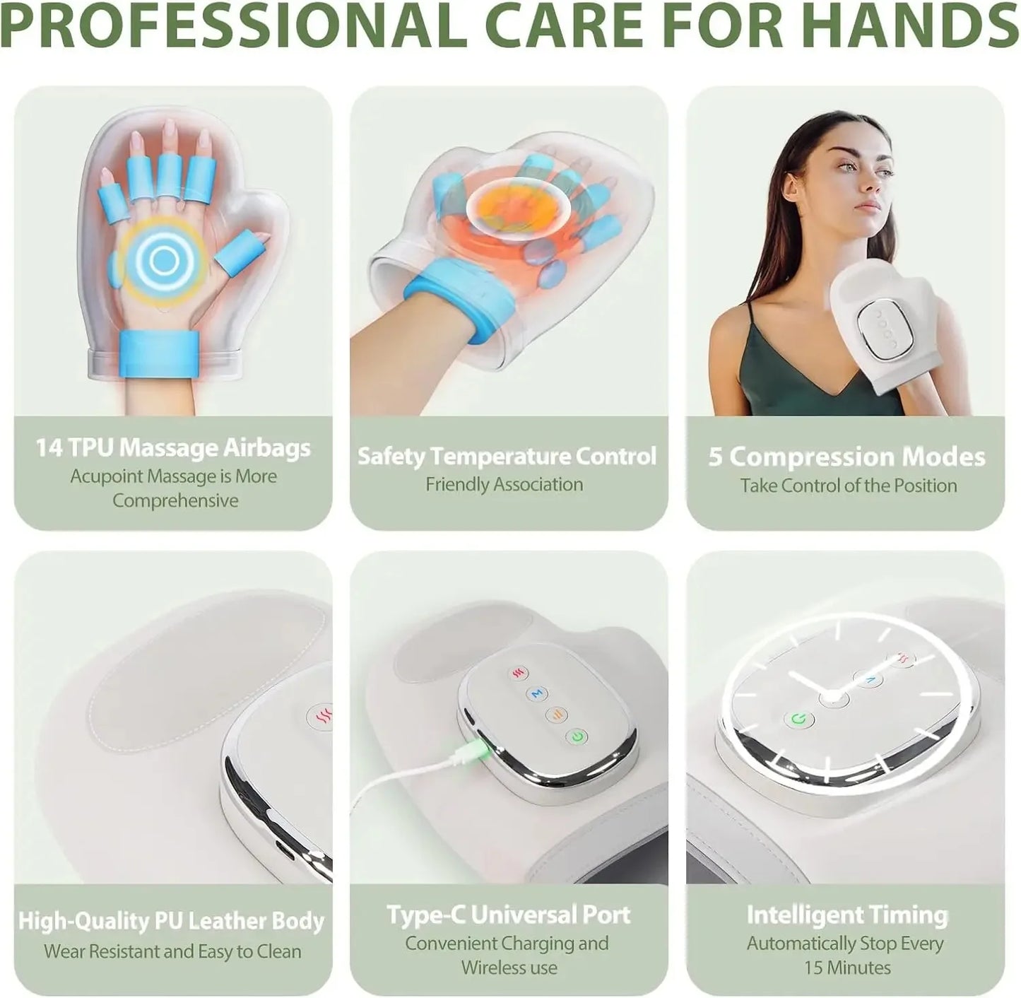 Hand Massager With Heat And Airbag Compression For Carpal Tunnel Wrist Relief