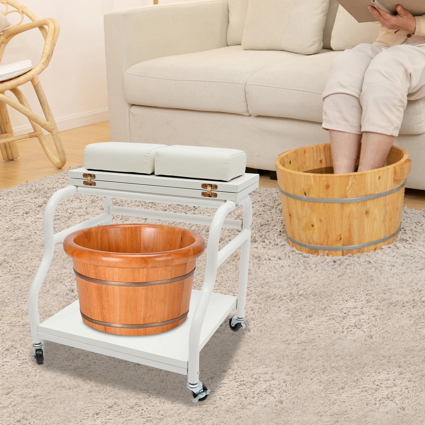 Bymaocar Iron Foot Bath Cart Portable Esthetician Trolley For Salons