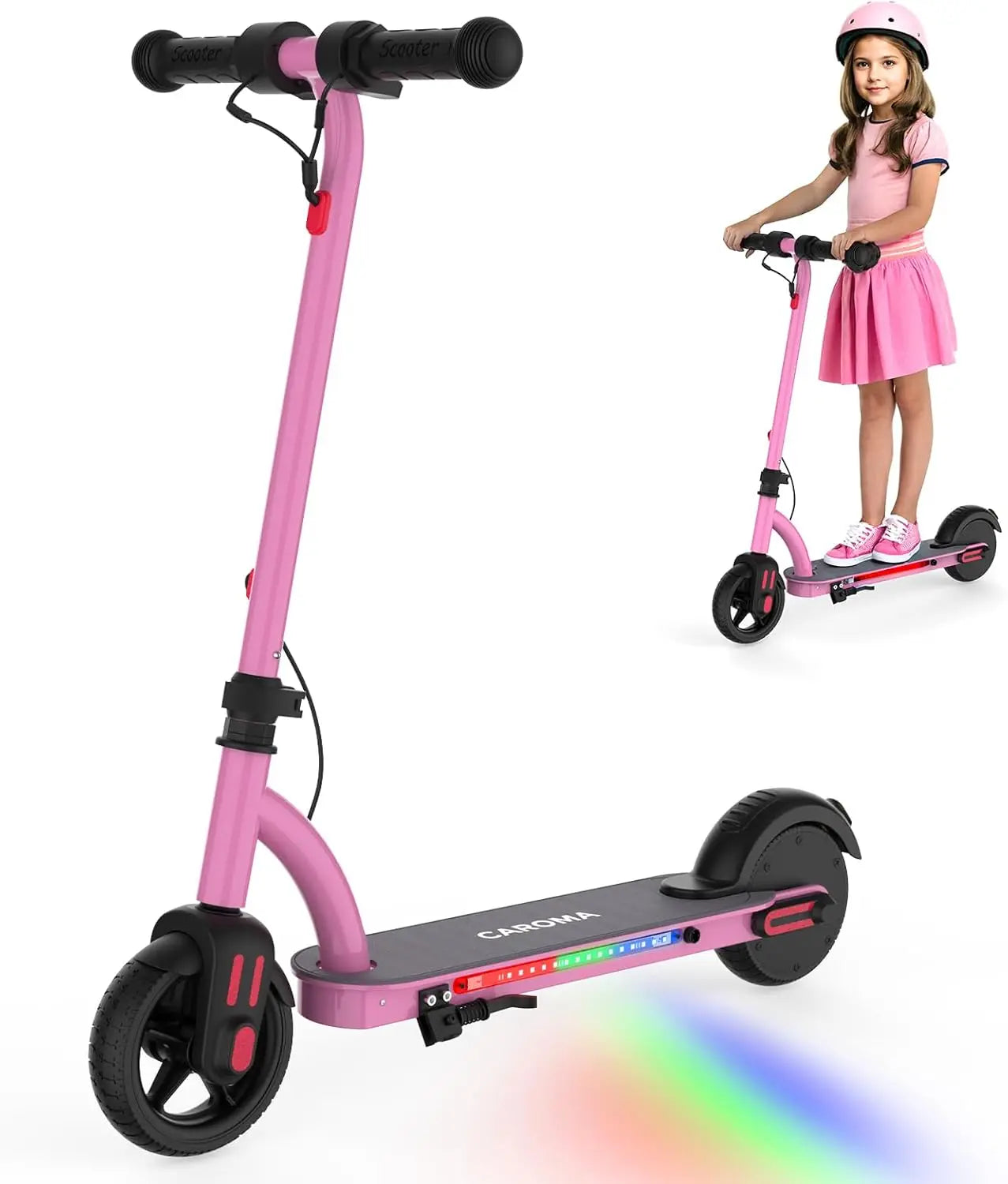 Caromac Kids Electric Scooter 150W Adjustable Height LED