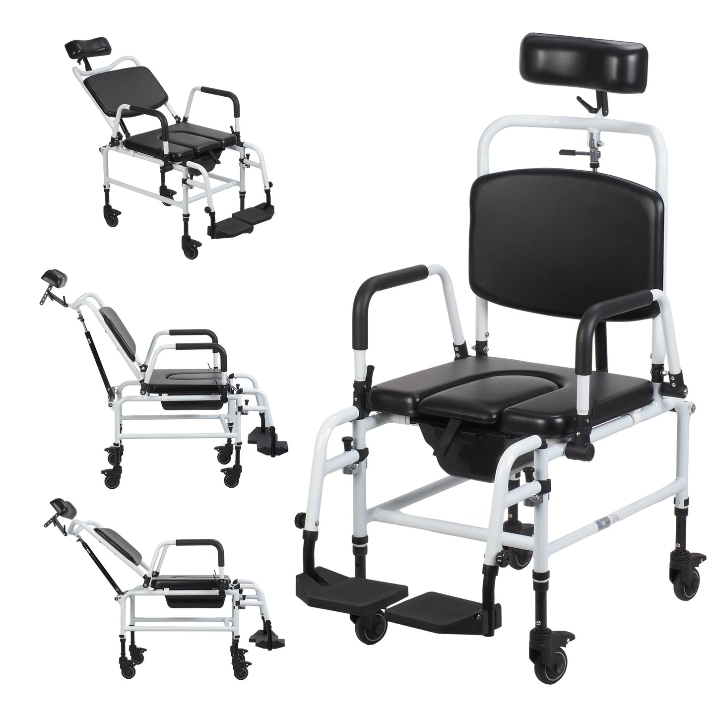 Shower Chair With Wheels Bedside Commode Chair Headrest Bucket