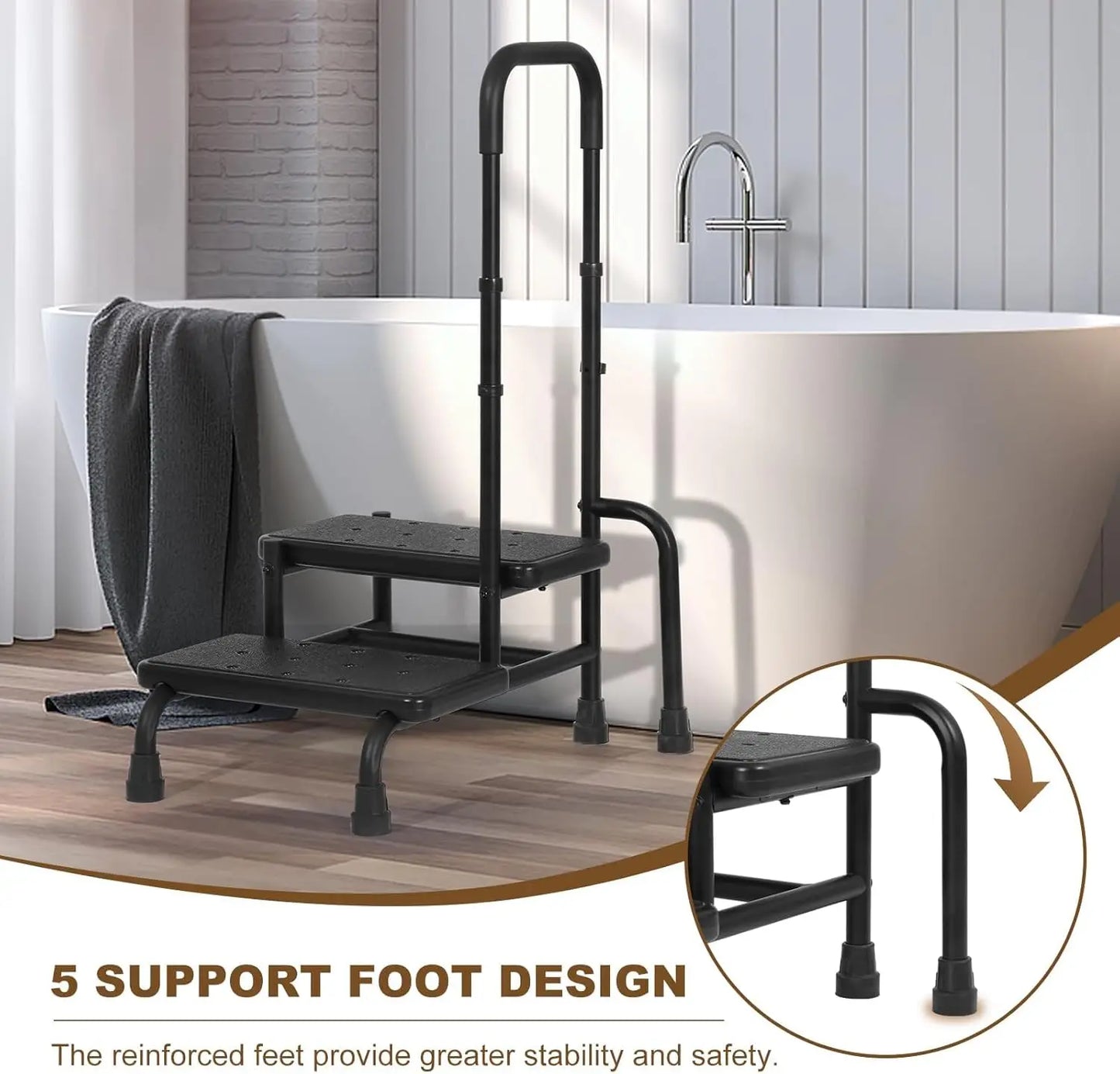 Hign Concerned Step Stool With Handle For Elderly 350 Lbs