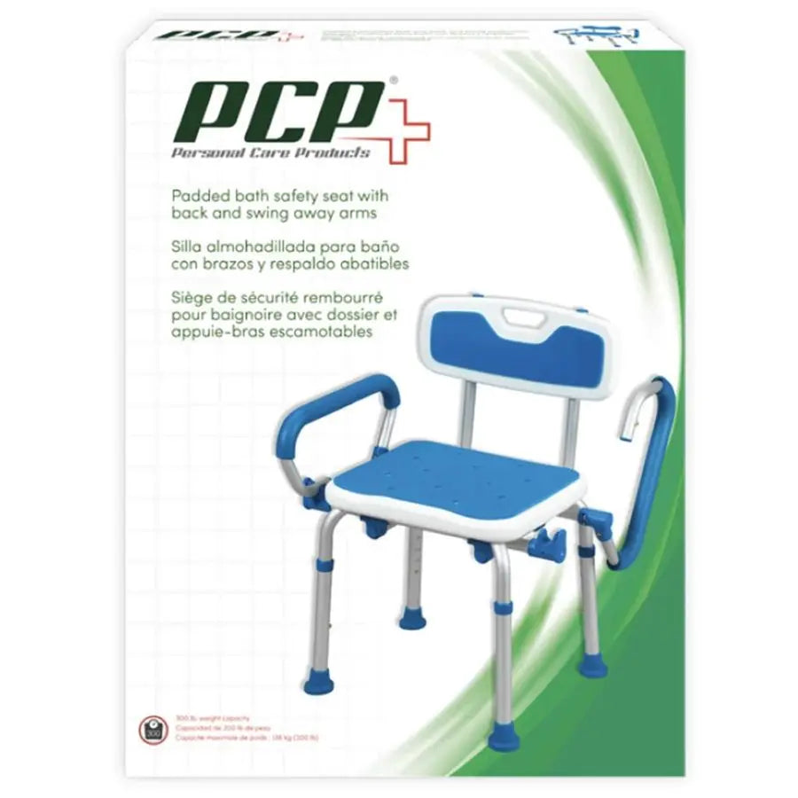 Shower Safety Chair With Backrest And Adjustable Armrests Foam Padded