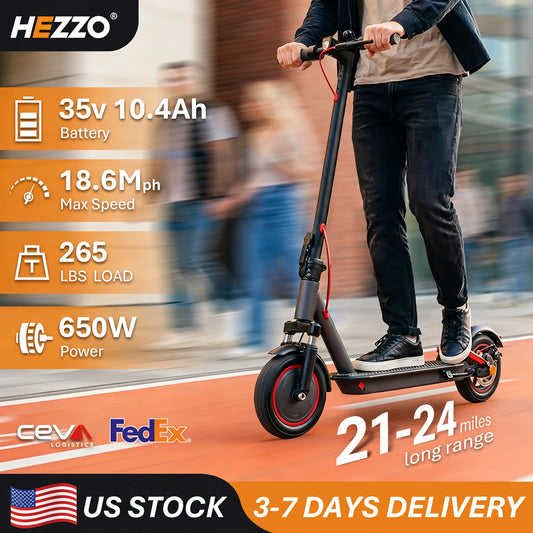 HEZZO G20 Electric Scooter 650W F/R Suspension 10inch 18.6mph for Adults US Stock UL2849 1 Year Warranty E-scooter