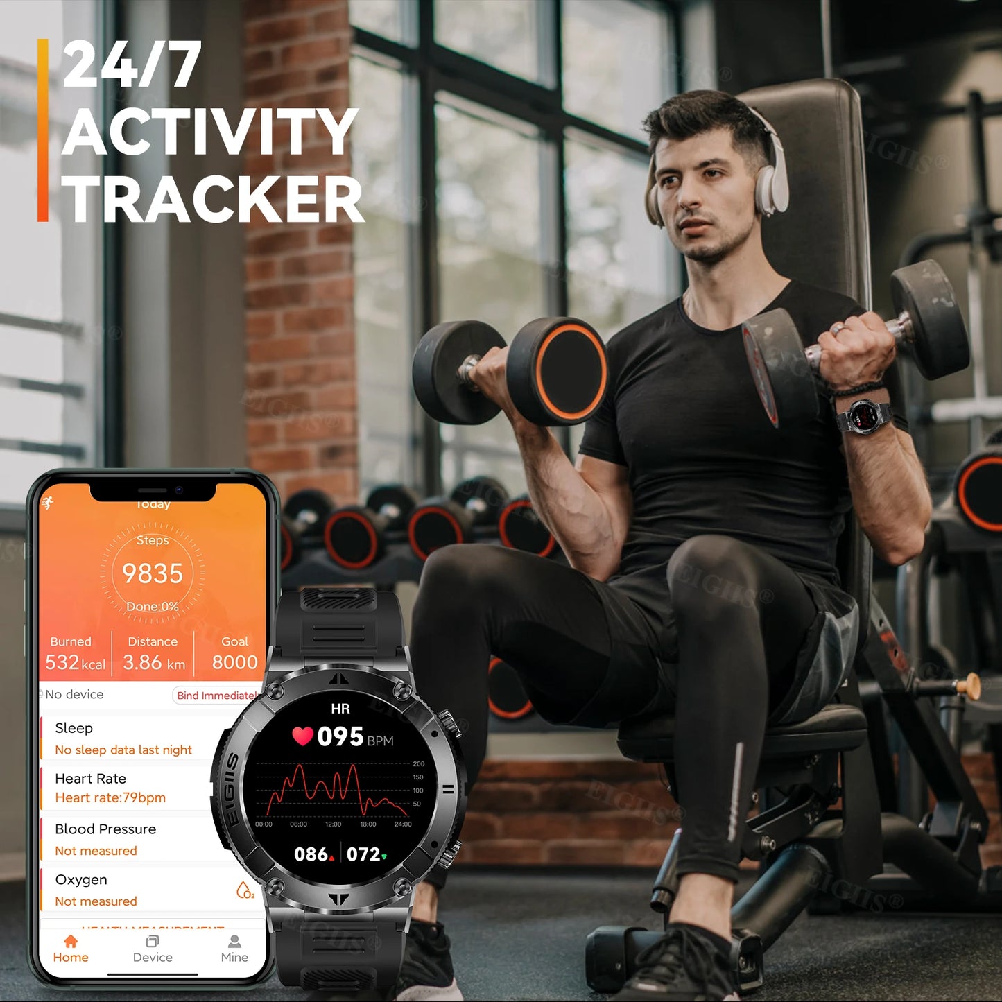 LaNikar Smartwatch Men TFT Display Bluetooth Call Blood Pressure