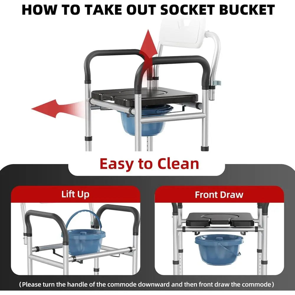 DAFIFY Adjustable Height Bedside Commode Chair For Elderly