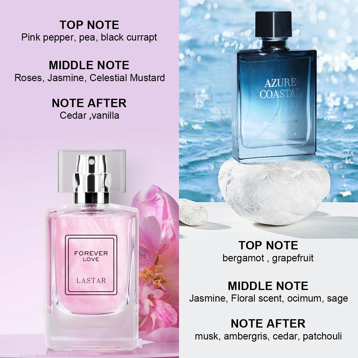 LASTAR Unisex Perfume Set Jasmine Cedar Long Lasting Fragrance