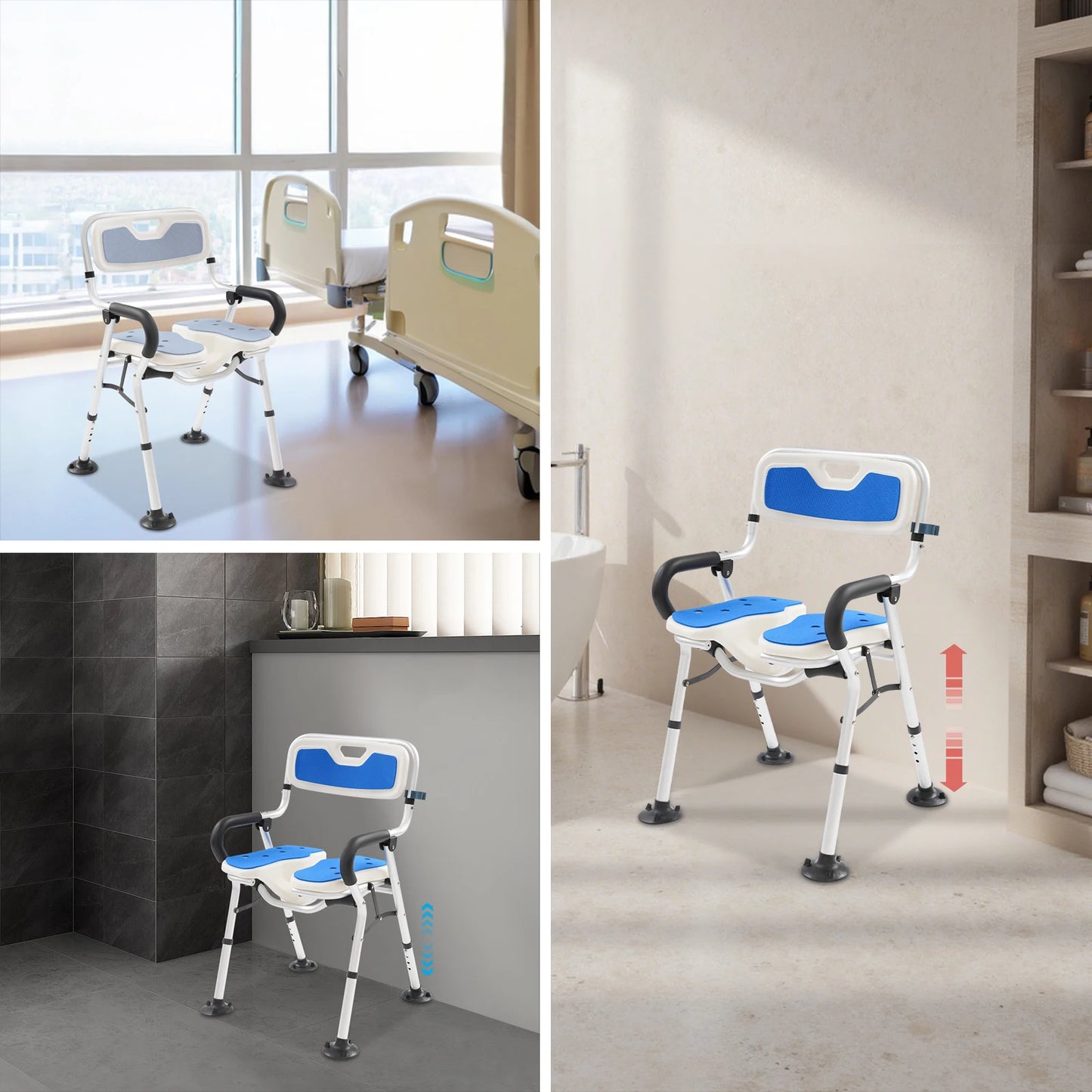 Bymaocar U Shape Folding Shower Chair For Elderly