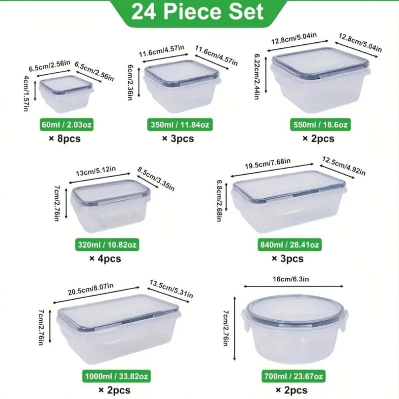 48Pcs BPA-Free Food Storage Set - 24 Airtight Containers & Lids with Labels for Pantry, Travel, Kitchen Organization