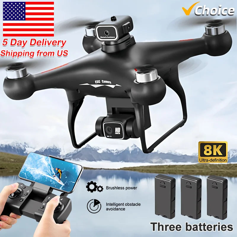 S116 MAX Drone Professional with 3 Batteries 8K Dual Camera Optical Flow Brushless 360° Obstacle Avoidance WIFI FPV RC Dron Toys