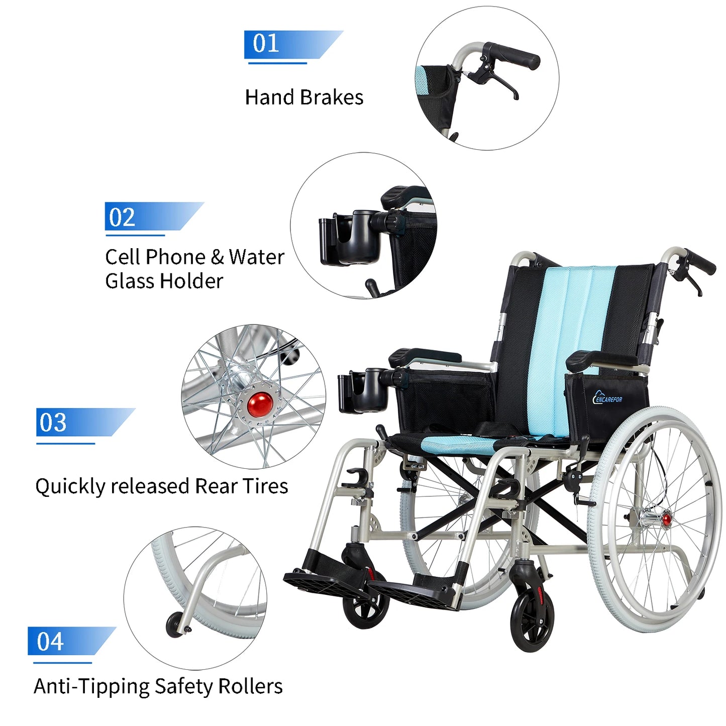 YUXINFolded Ultra Lightweight Magnesium Wheelchair