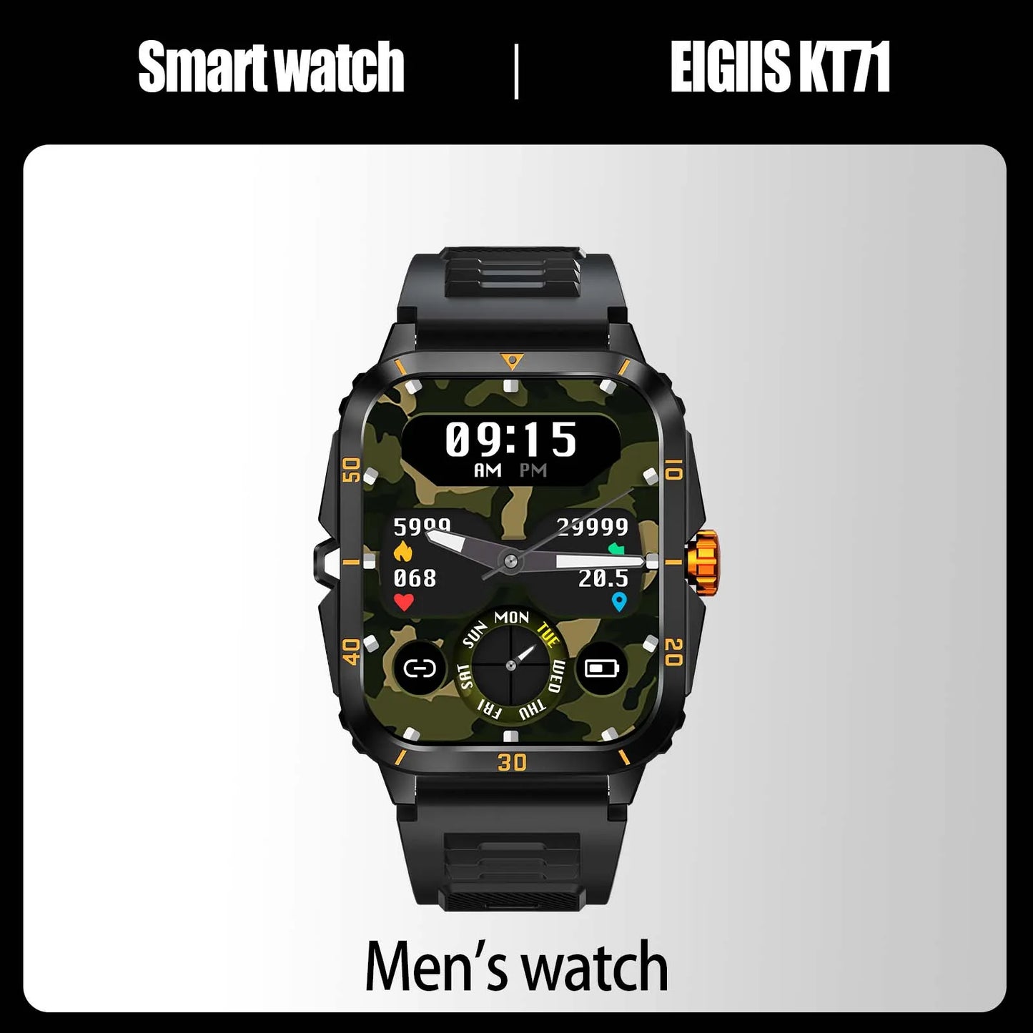 EIGIIS Smart Watch KT71 3ATM Waterproof Over 100 Sport Modes