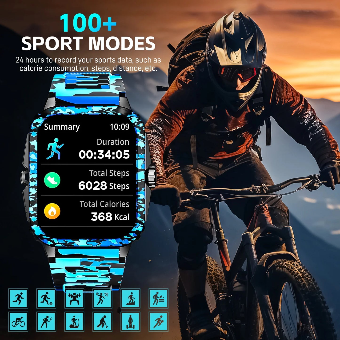 LaNikar Smart Watch 3ATM Waterproof Tracker With Heart Rate Bluetooth