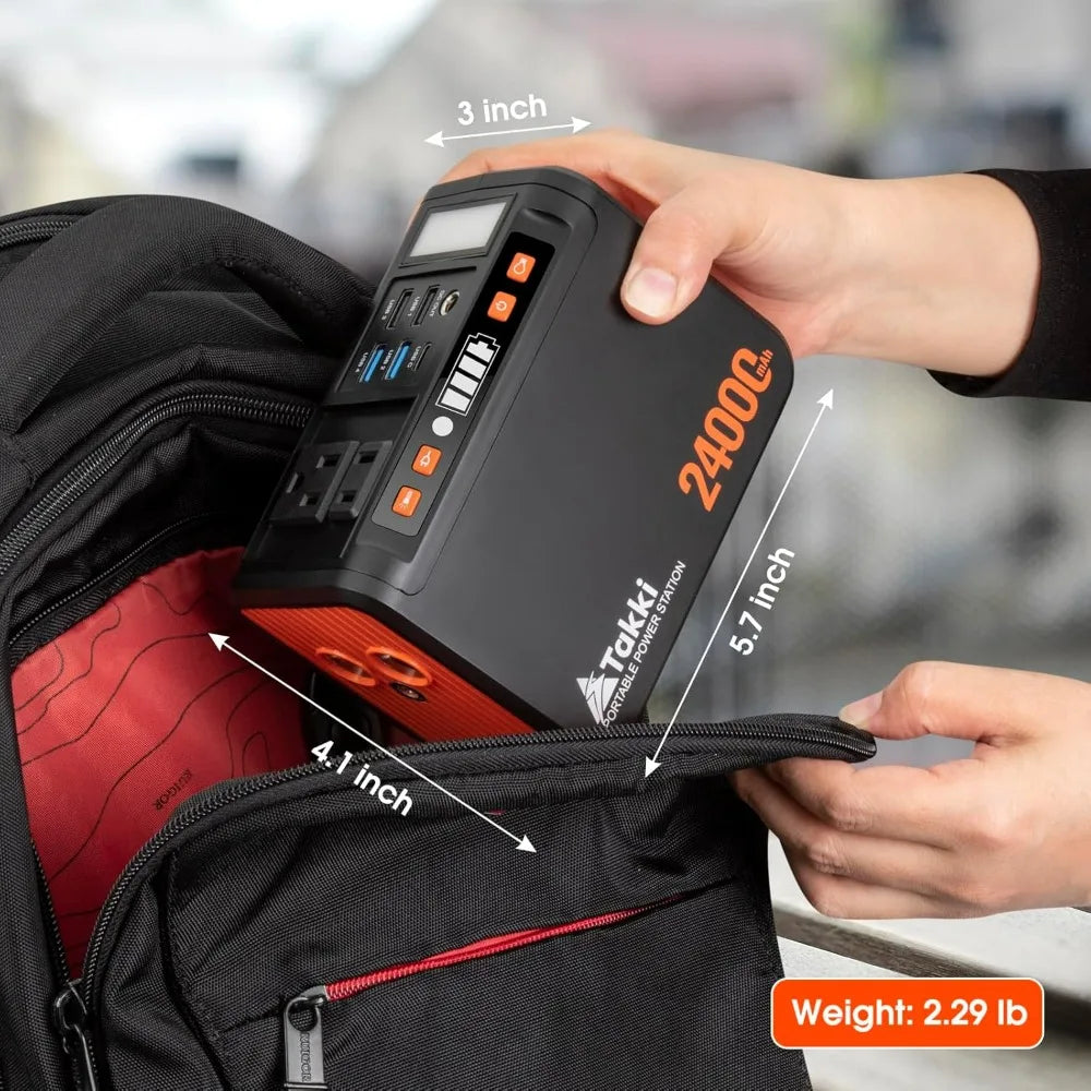 88.8Wh Portable Power Station with 110V AC Outlet, Solar Generator for Camping Emergency Home Backup