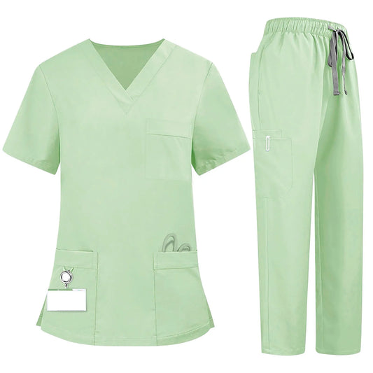 Eillysevens Nursing Scrub Set V-Neck Short Sleeve Comfort