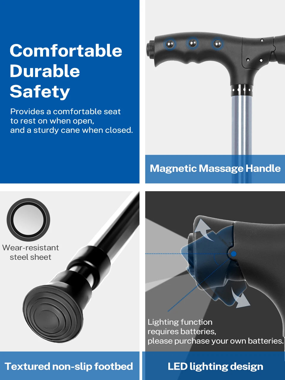 Lefeke Walking Cane With Chair For Elderly Mobility Aid