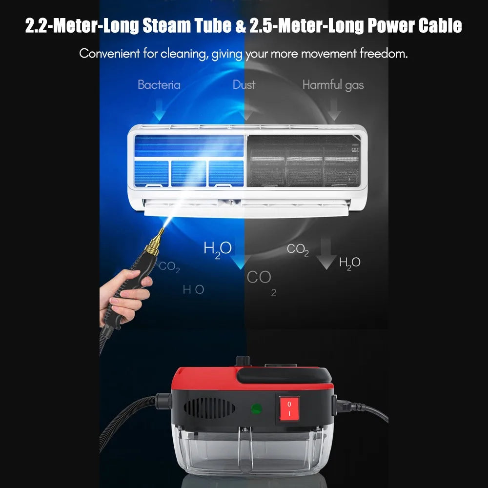 2500W Portable Handheld Steam Cleaner High Temperature Pressurized Steam Cleaning Machine with Brush Heads for Kitchen Cleaning