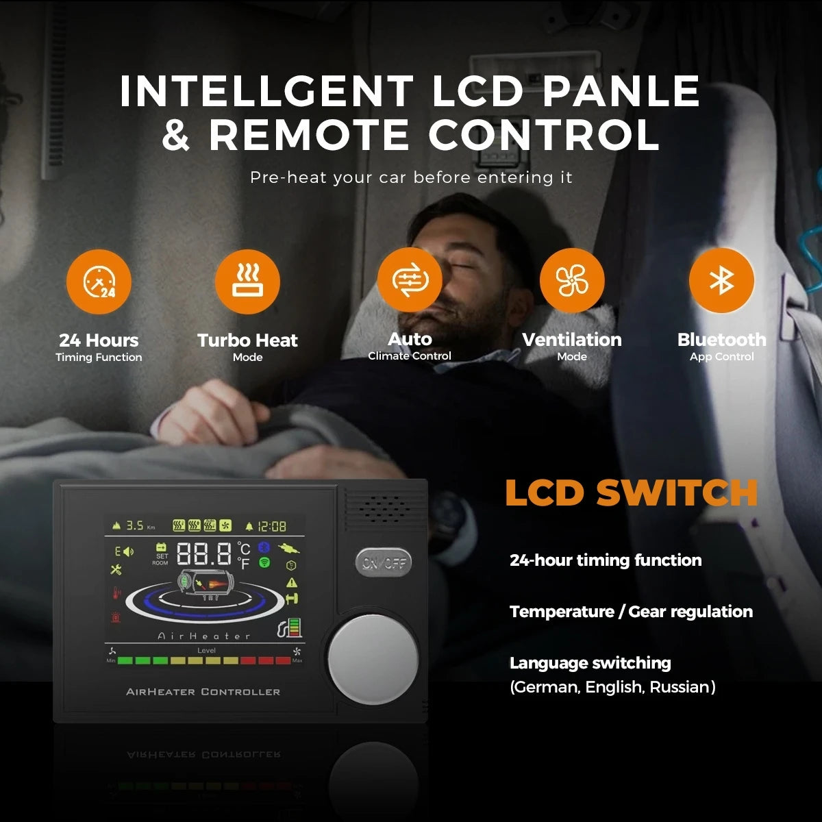 12V&24V&220V AC&DC Universal 8KW Diesel Air Heater All In One Parking Heater with bluetooth App Control For Home RV Vehicle