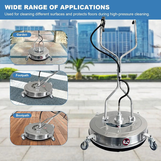 20" 4600 PSI Pressure Washer Surface Cleaner with Dual Handles 4-Wheel Design for Driveways Sidewalks Curbs Decks & Patios