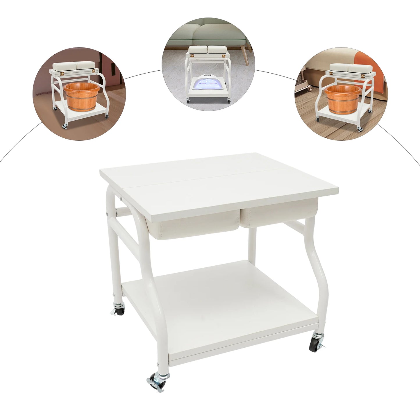 Bymaocar Iron Foot Bath Cart Portable Esthetician Trolley For Salons