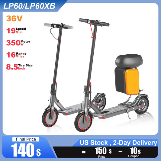 AOVOPRO LP60/LP60XB Electric Scooter 19mph 36V 5.2Ah 16Miles 350W Foldable with Seat and Storage Box Adult 8.5Inch EScooter