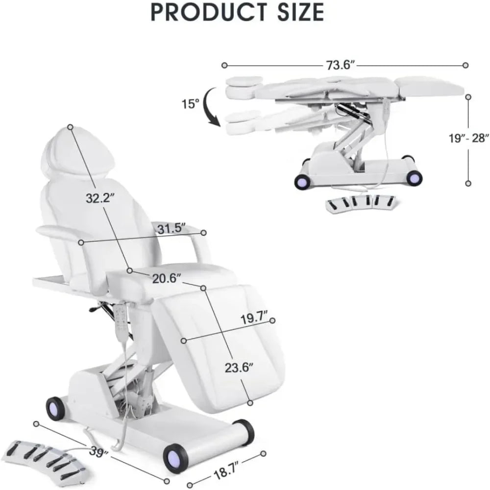 Esthetician Facial Bed With LED Light And Adjustable Table