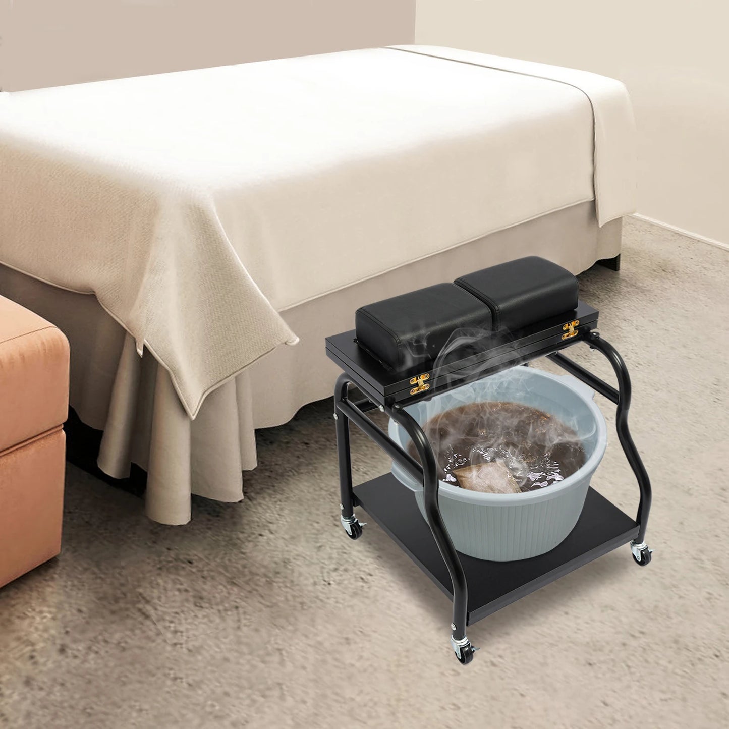 Bymaocar Iron Foot Bath Cart Portable Esthetician Trolley For Salons