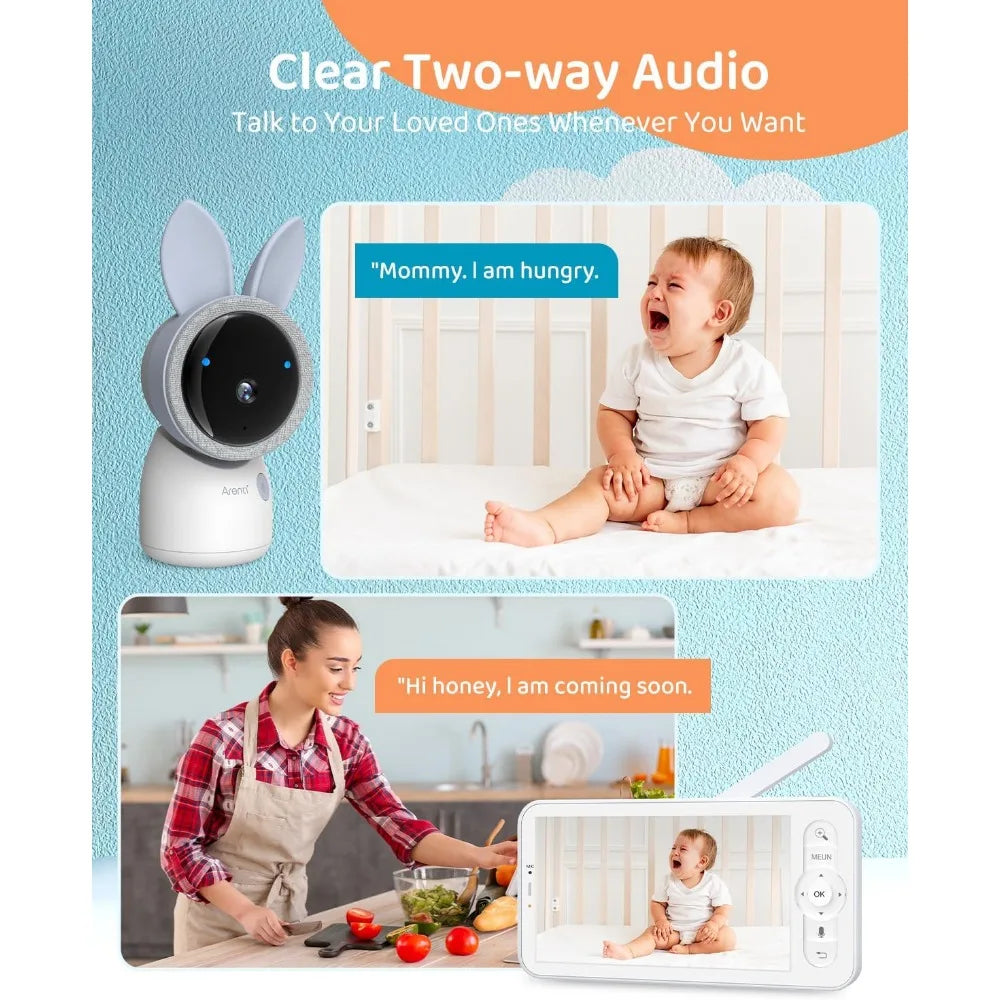 Kankeirr 4MP WiFi Baby Monitor With Night Vision And 2 Way Audio