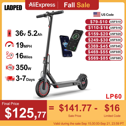 Ladped LP60 Electric Scooter 350W Folding 19mph App Control