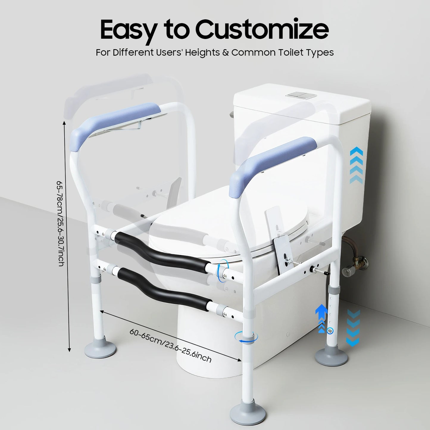 Toilet Safety Rail Frame 150kg Load Capacity for Elderly and Disabled