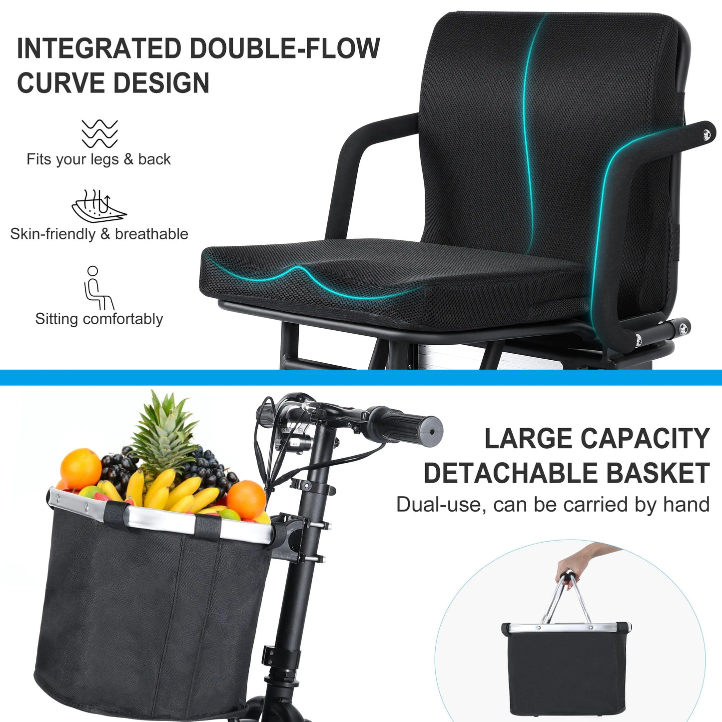 TopMate Electric Scooter 3 Wheel Power Mobility Scooter for Adult Senior 10.4Ah Removable Battery and Ergonomic Seat