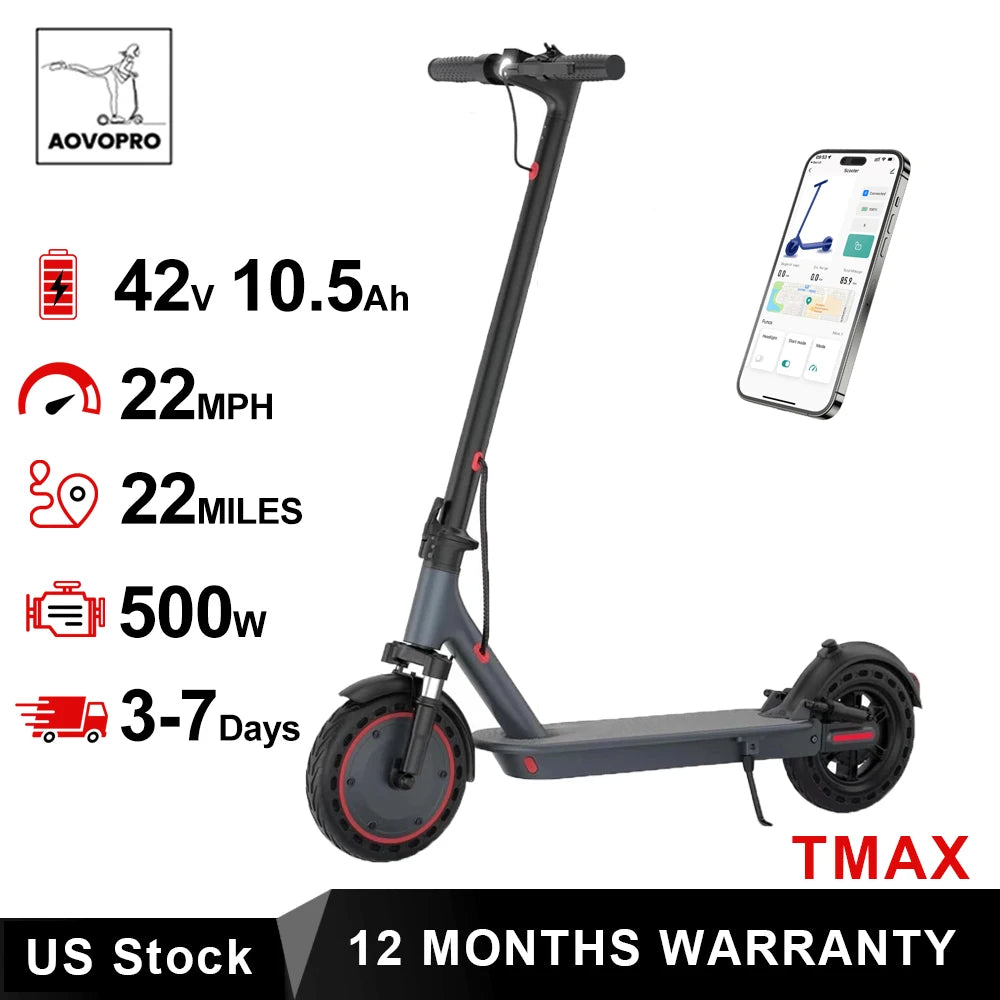 AOVOPRO TMAX 10 Inch Electric Scooter 500W 22MPH Foldable