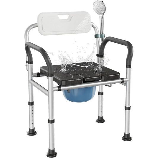 DAFIFY Adjustable Height Bedside Commode Chair For Elderly