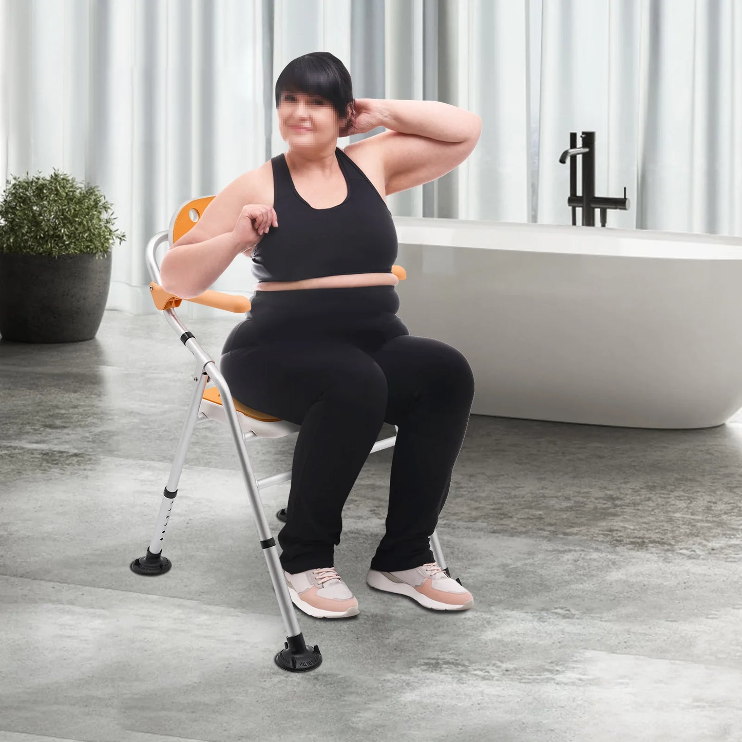 Bymaocar Folding Shower Chair With Adjustable Height And Non Slip