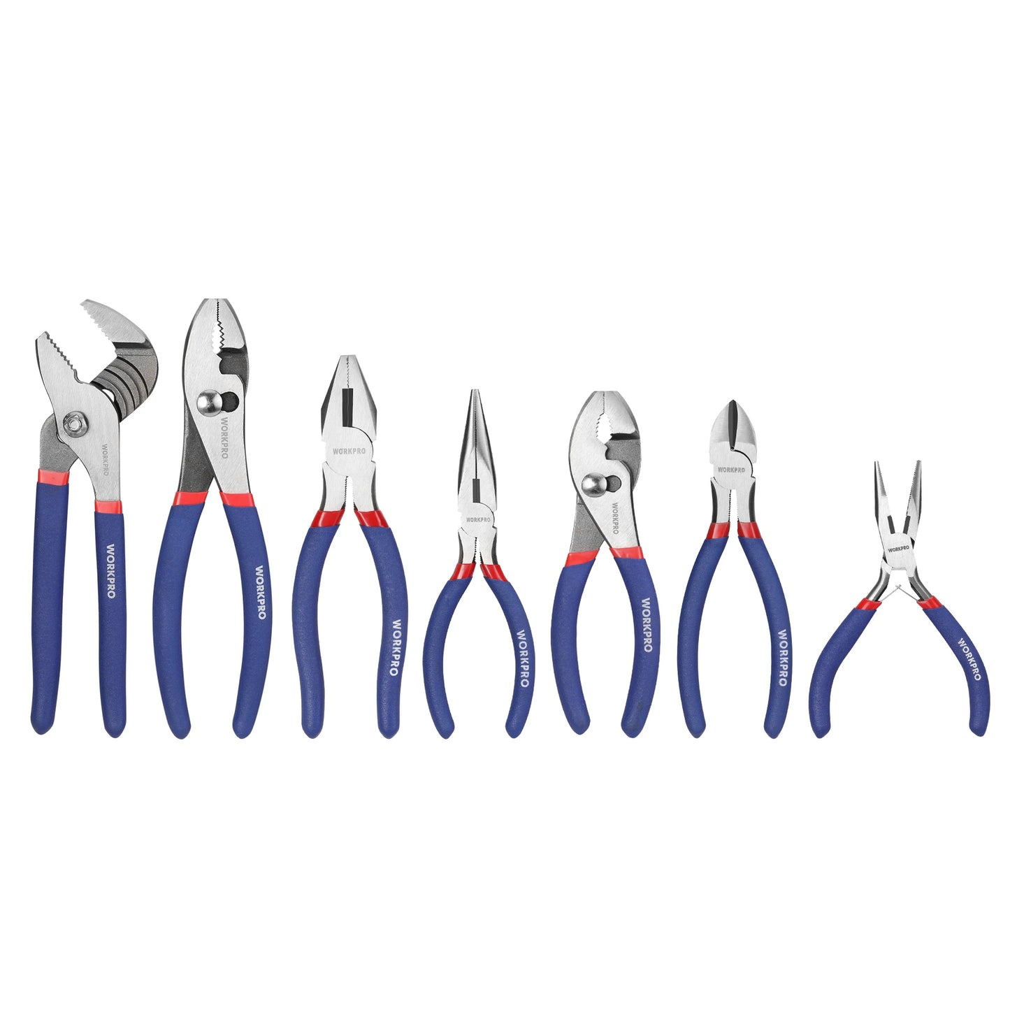WORKPRO 7-piece  Pliers Set with Groove Joint, Long Nose, Slip Joint, Linesman and Diagonal Pliers for DIY