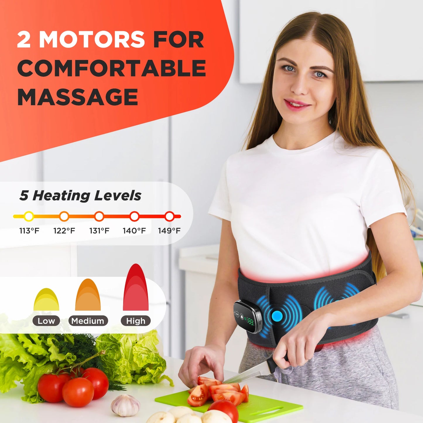 PastSky Heating Vibration Massager Belt With Red Light Therapy